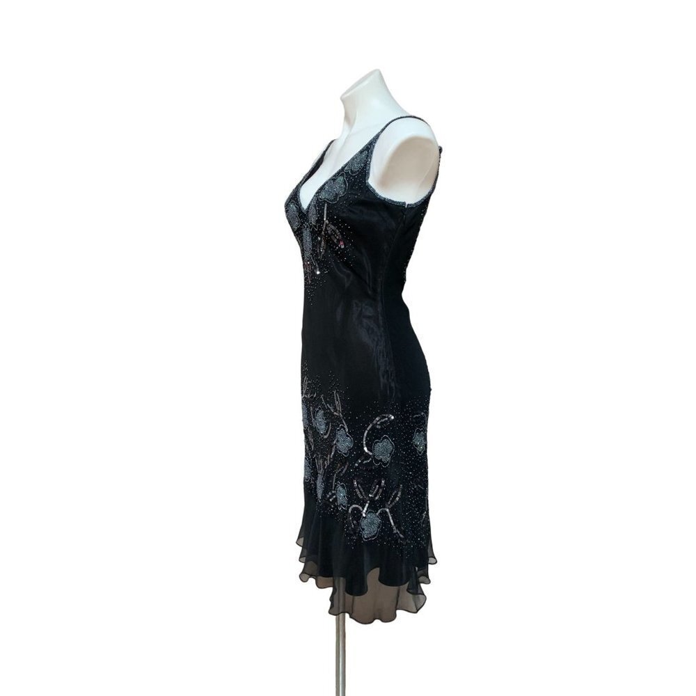 Vintage 90s/Y2K Fantasy Beaded Silk Slip Dress Evening Gown Size 6 SMALL - Picture 4 of 11